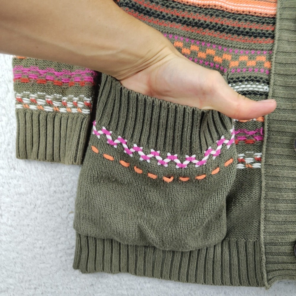 Billabong Olive Green Multicolor Striped Knit Cardigan - Picture 7 of 8